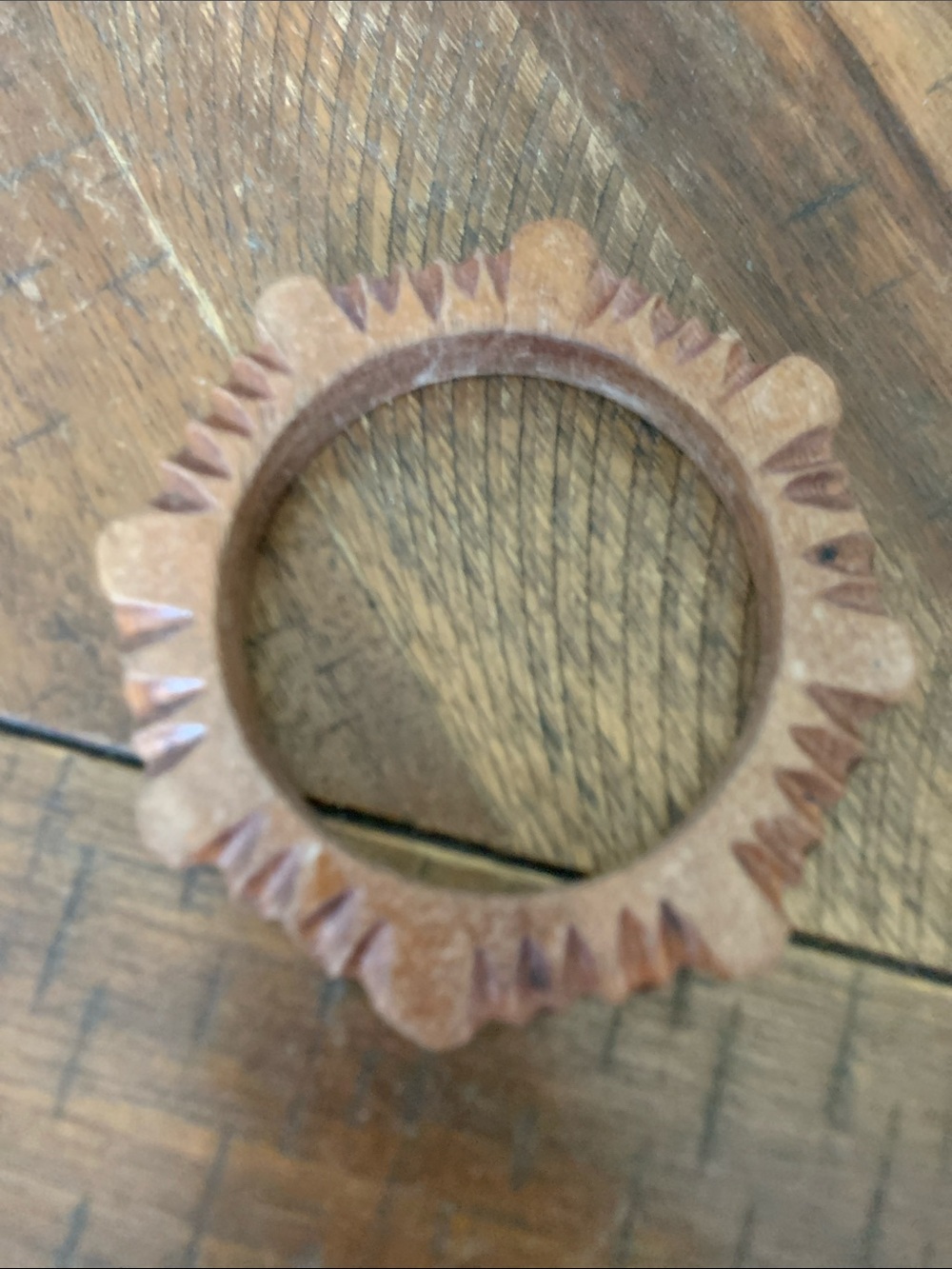 Vintage Brown Carved Wood Bracelet